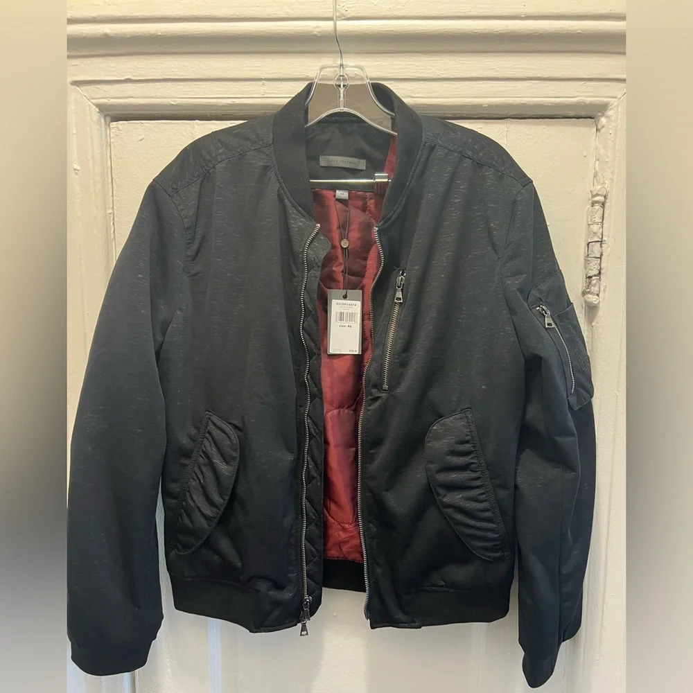 John Varvatos Black Bomber Jacket. NWT. - Picture 1 of 5